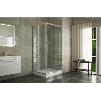 Душевой уголок без поддона хром 90х90x200см Bravat BS090.2202A
