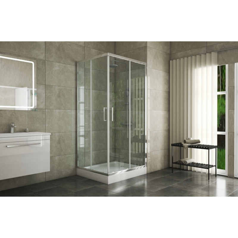 Душевой уголок без поддона хром 90х90x200см Bravat BS090.2202A