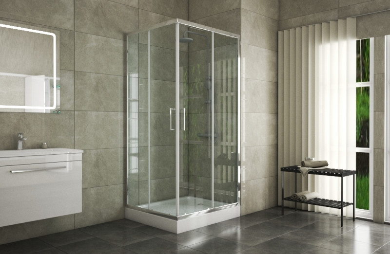 Душевой уголок без поддона хром 90х90x200см Bravat BS090.2202A