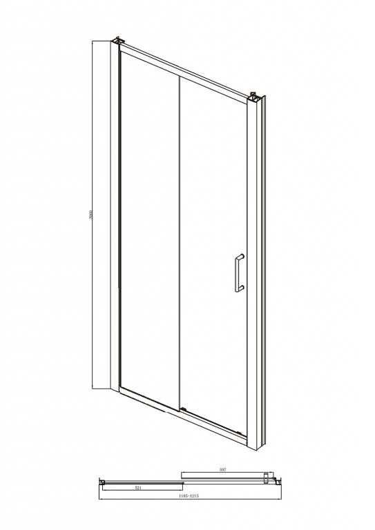 Душевая дверь хром 120x200см Bravat BD120.4101A