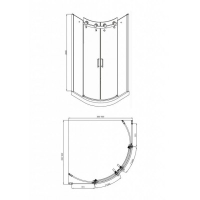 Душевой уголок без поддона хром 90х90x200см Bravat BS090.1202S