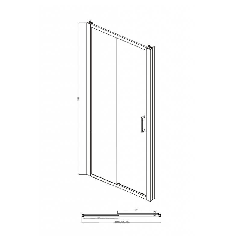 Душевая дверь черная 120x200см Bravat BD120.4101B