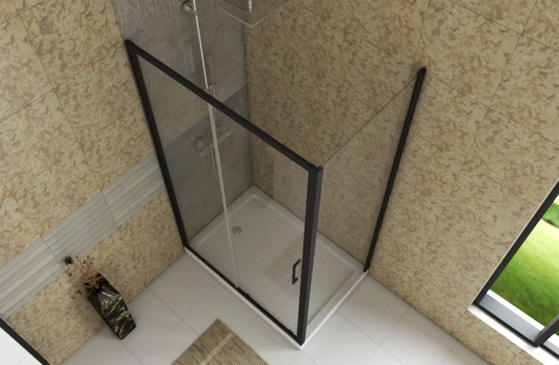 Душевой уголок без поддона черный 120х80x200см Bravat BS120.3101B