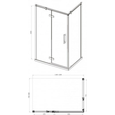 Душевой уголок без поддона черный 120х80x200см Bravat BS120.3112AB