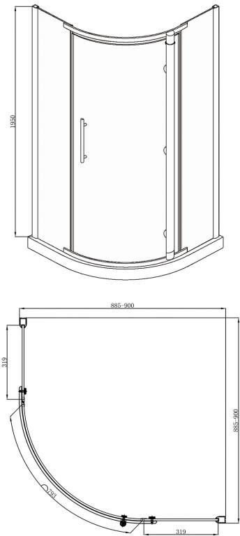 Душевой уголок без поддона черный 90х90x195см Bravat BS090.1110A
