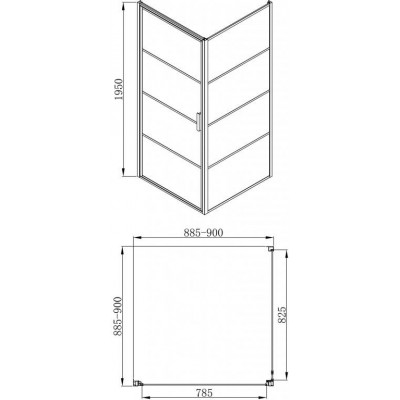 Душевой уголок без поддона черный 90х90x195см Bravat BS090.2115B