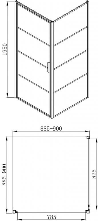 Душевой уголок без поддона черный 90х90x195см Bravat BS090.2115B