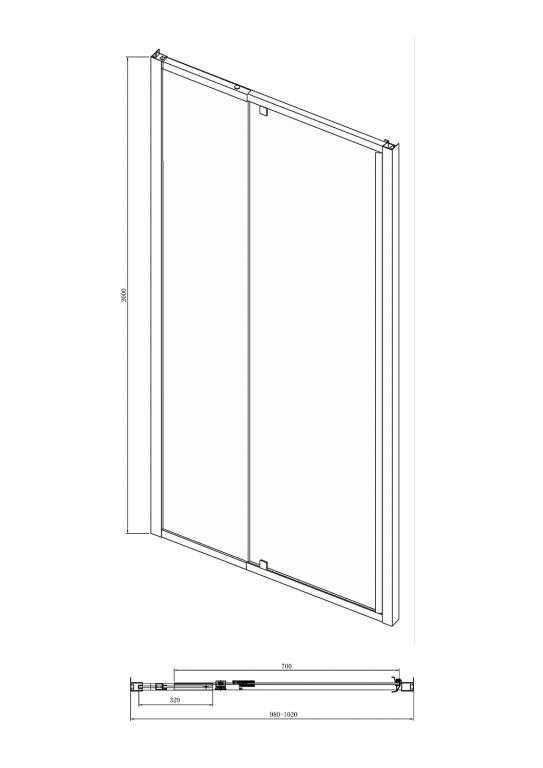 Душевая дверь хром 100x200см Bravat BD100.4112A