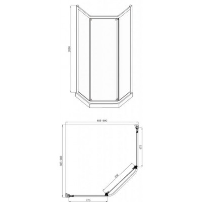 Душевой уголок без поддона хром 90х90x200см Bravat BS090.6115A