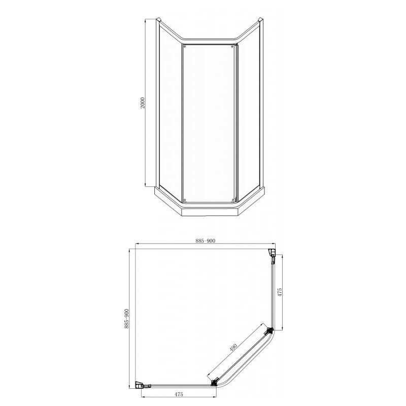 Душевой уголок без поддона хром 90х90x200см Bravat BS090.6115A