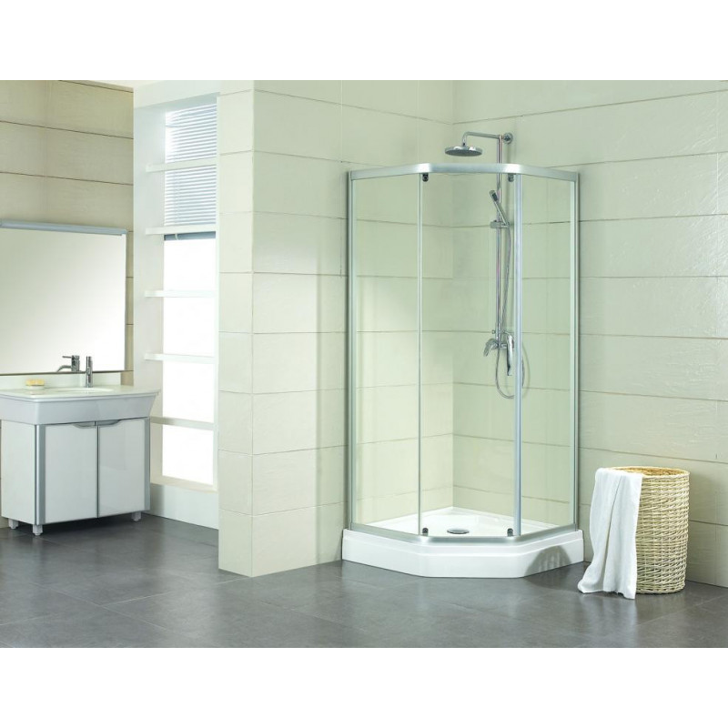 Душевой уголок без поддона хром 90х90x200см Bravat BS090.6115A