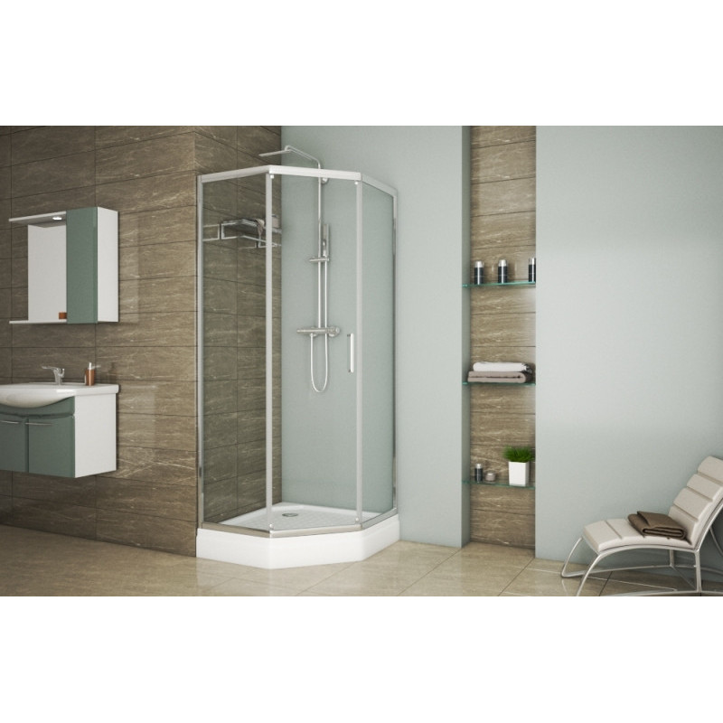 Душевой уголок без поддона хром 90х90x200см Bravat BS090.6115A