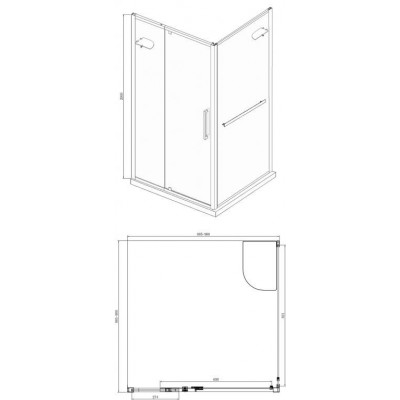 Душевой уголок без поддона хром 90х90x200см Bravat BS090.2116A