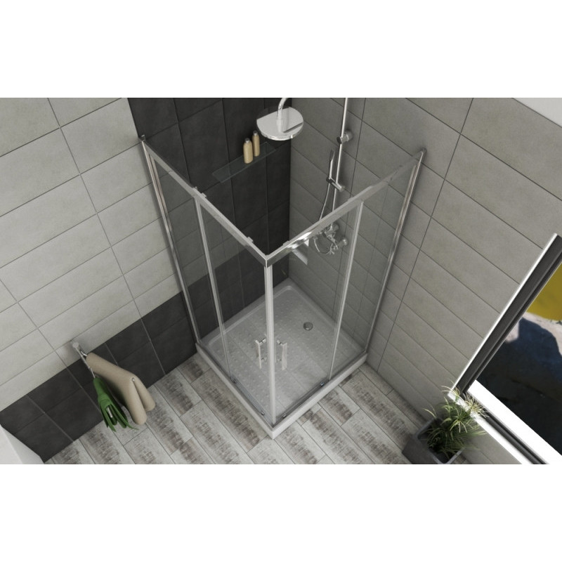 Душевой уголок без поддона хром 90х90x200см Bravat BS090.2204S