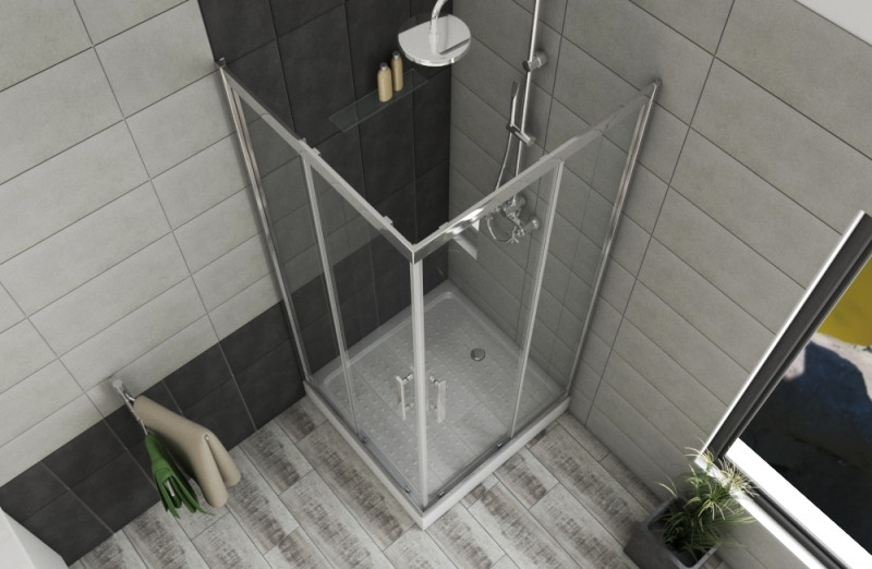 Душевой уголок без поддона хром 90х90x200см Bravat BS090.2204S