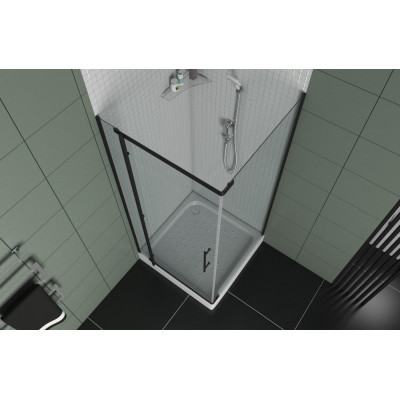Душевой уголок без поддона черный 90х90x195см Bravat BS090.3113A
