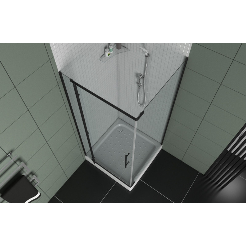 Душевой уголок без поддона черный 90х90x195см Bravat BS090.3113A