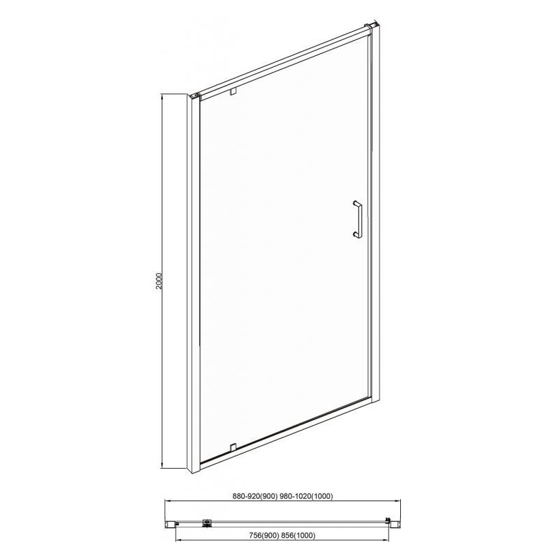 Душевая дверь черная 90x200см Bravat BD100.4111B