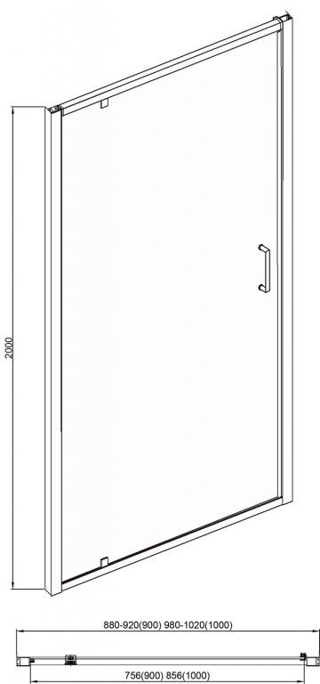 Душевая дверь черная 90x200см Bravat BD100.4111B