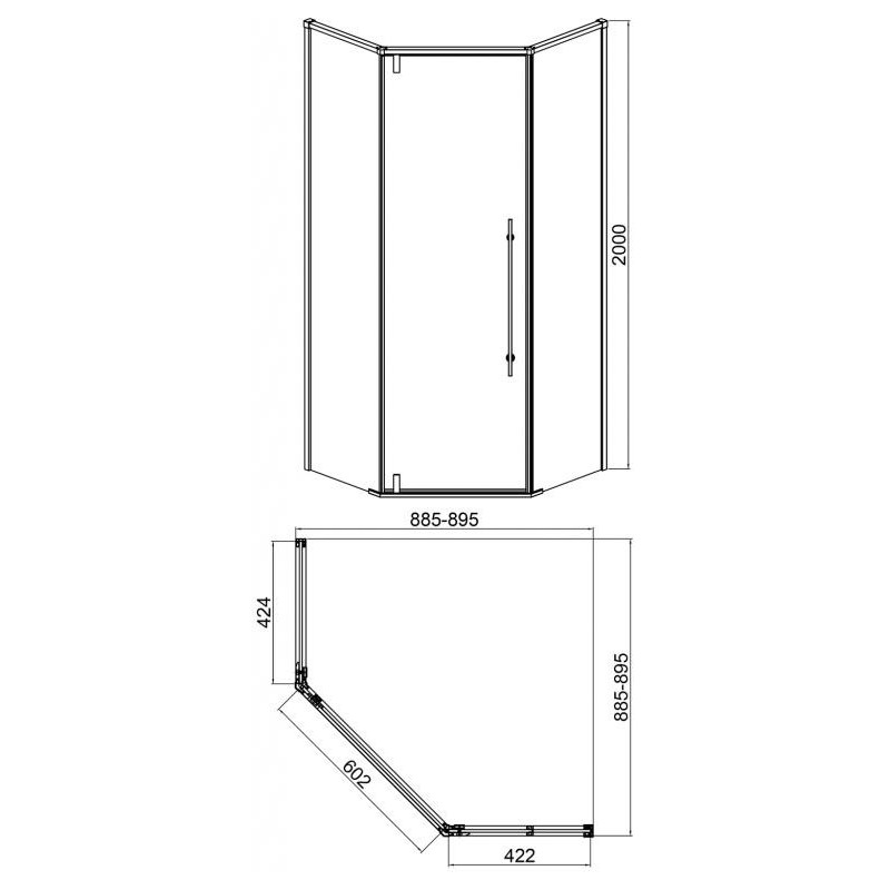 Душевой уголок без поддона хром 90х90x200см Bravat BS090.6112S