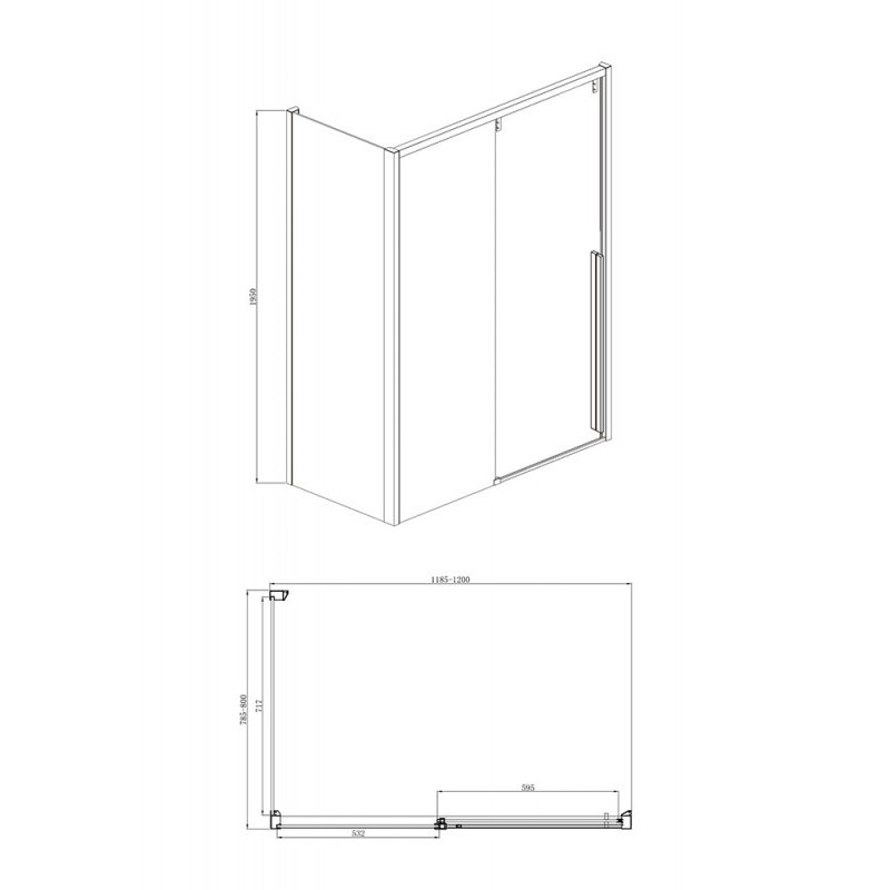 Душевой уголок без поддона хром 120х80x195см Bravat BS120.3104A