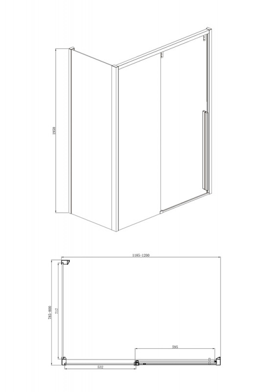Душевой уголок без поддона хром 120х80x195см Bravat BS120.3104A