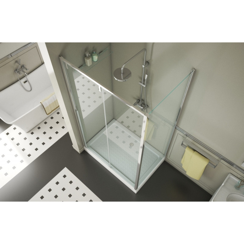 Душевой уголок без поддона хром 120х80x195см Bravat BS120.3104A
