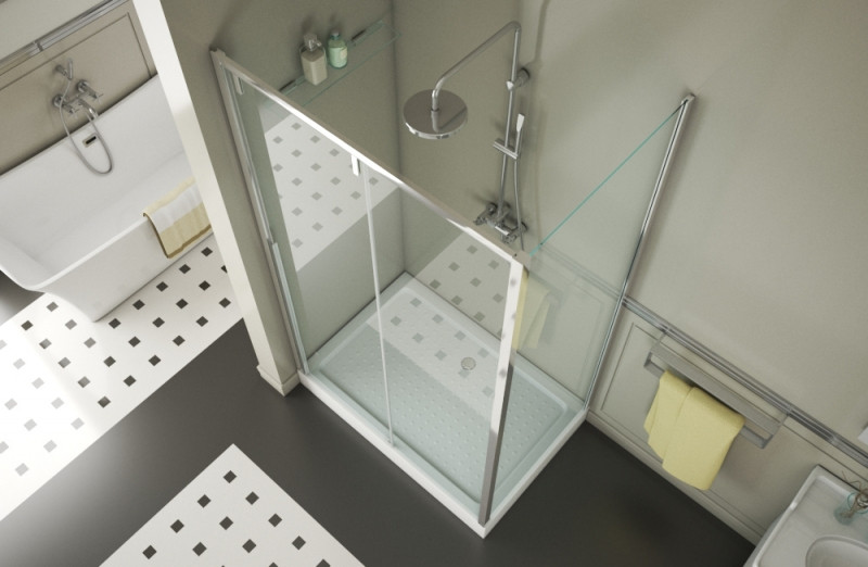 Душевой уголок без поддона хром 120х80x195см Bravat BS120.3104A