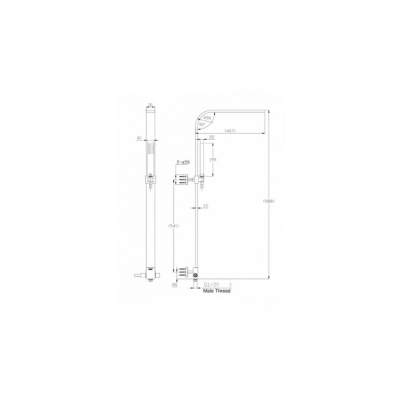 Душевая система черная Bravat D224K-ENG