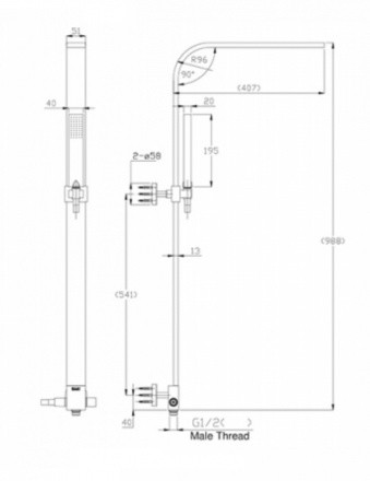 Душевая система черная Bravat D224K-ENG