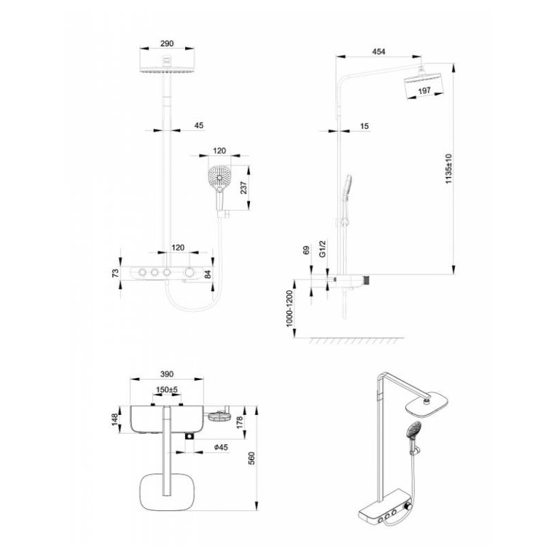 Душевая система хром Bravat F6389423CP-A1-ENG