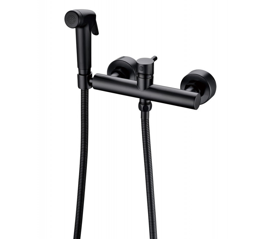 Смеситель с гигиеническим душем черный Bravat D9141BW-RUS