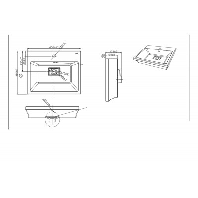 Накладная раковина белая 60х48х13.5см Bravat C22192W-1-ENG