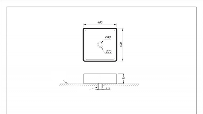 Накладная раковина черная 40x40х11.5см Bravat C22356K-ENG