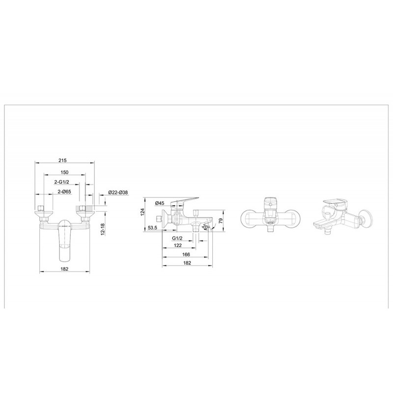 Смеситель для ванны хром Bravat F6429564CP-01-ENG