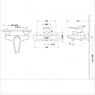 Смеситель для ванны черный Bravat F65299BM-B-RUS