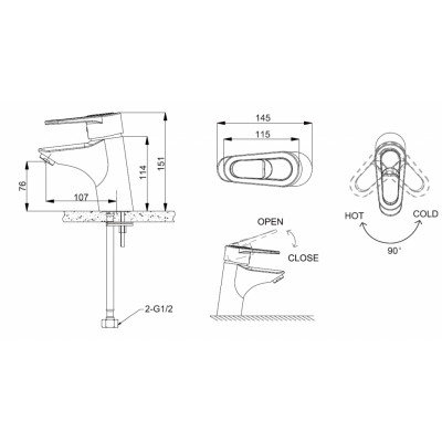 Смеситель для раковины черный Bravat F1124182BM-RUS