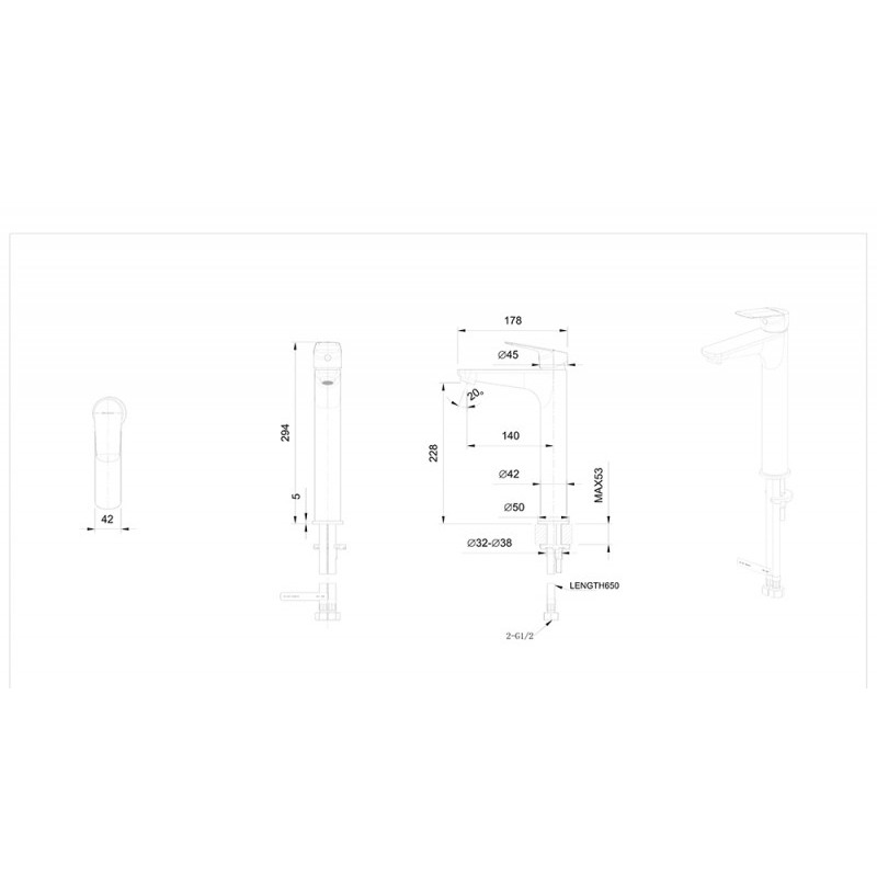 Смеситель для раковины черный Bravat F1429564BW-A-ENG