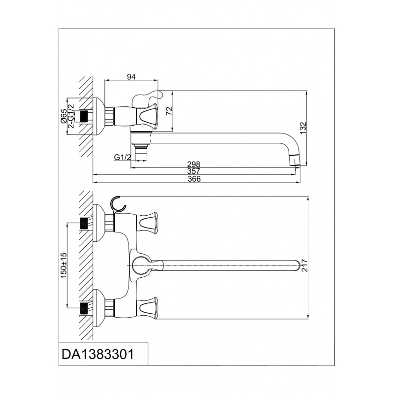 Смеситель для ванны хром D&K Hessen DA1383301