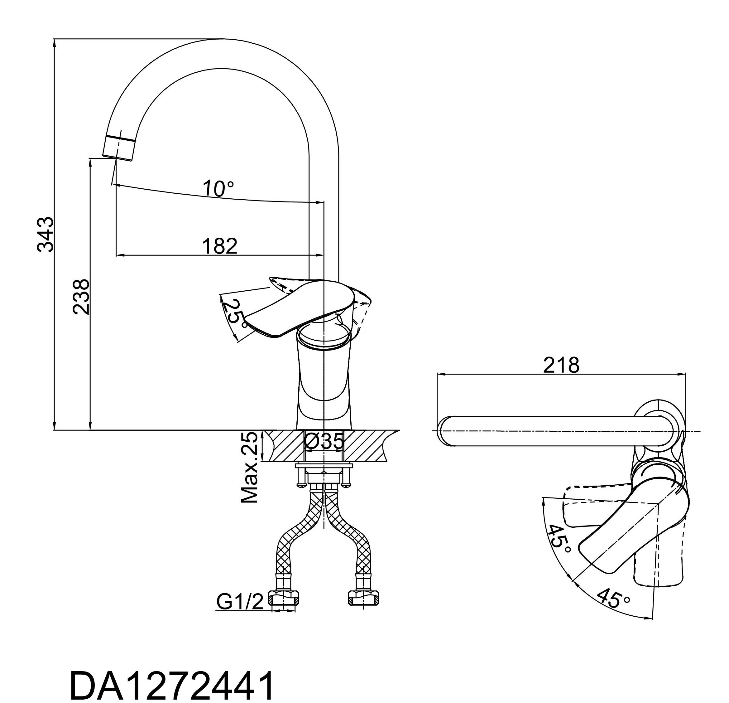 Смеситель для кухни хром D&K Rhein DA1272441