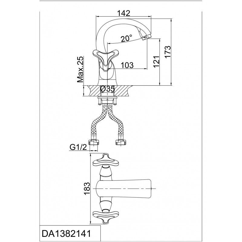 Смеситель для раковины хром D&K Hessen DA1382141
