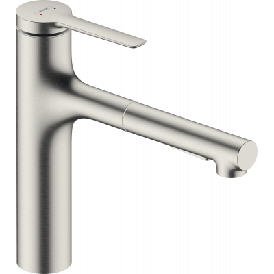 Кухонный смеситель hansgrohe Zesis M33 однорычажный, 160 с вытяжным душем, 2jet, под сталь 74801800