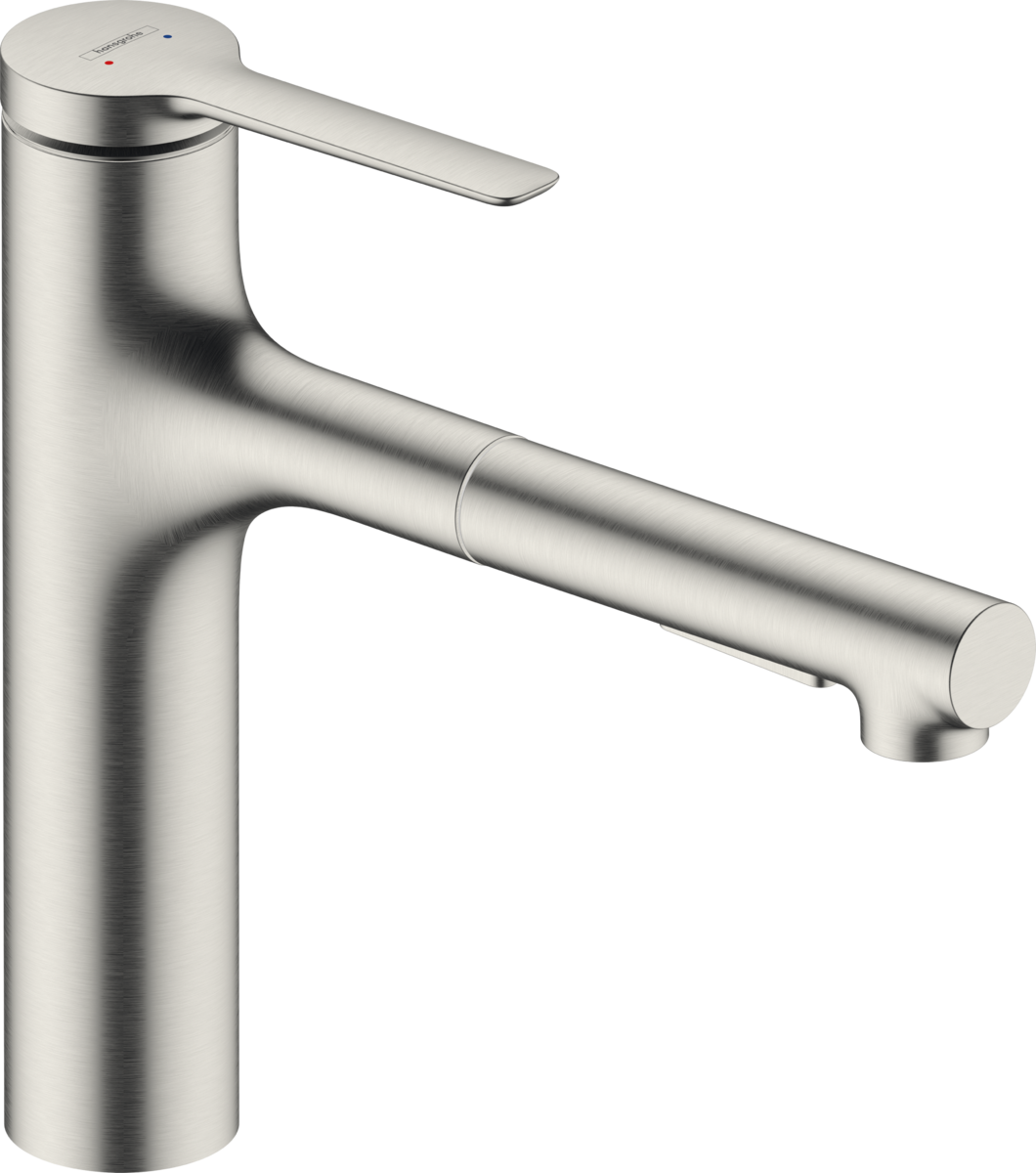 Кухонный смеситель hansgrohe Zesis M33 однорычажный, 160 с вытяжным душем, 2jet, под сталь 74801800