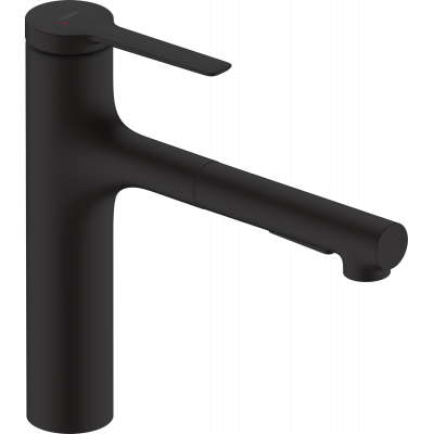 Кухонный смеситель hansgrohe Zesis M33 однорычажный, 160 с вытяжным душем, 2jet, матовый черный 74801670