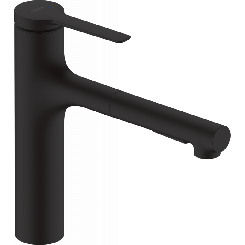 Кухонный смеситель hansgrohe Zesis M33 однорычажный, 160 с вытяжным душем, 2jet, матовый черный 74801670