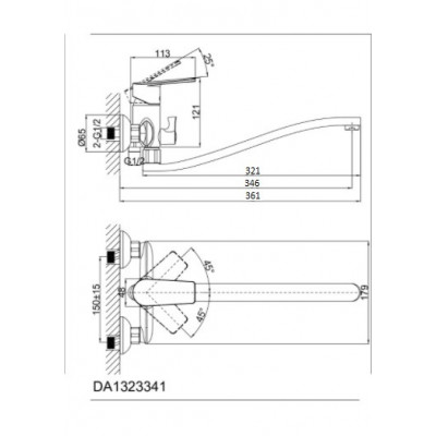 Смеситель для ванны хром D&K Rhein DA1323341