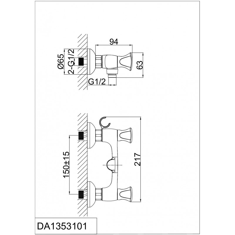 Смеситель для душа хром D&K Hessen DA1383101