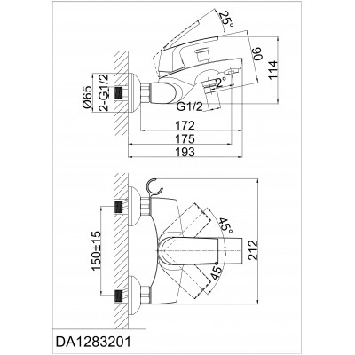 Смеситель для ванны с ручным душем хром D&K Rhein DA1283201