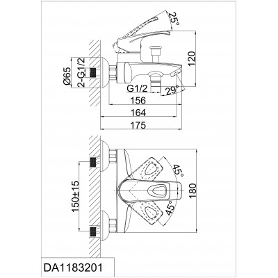 Смеситель для ванны с ручным душем хром D&K Bayern DA1183201