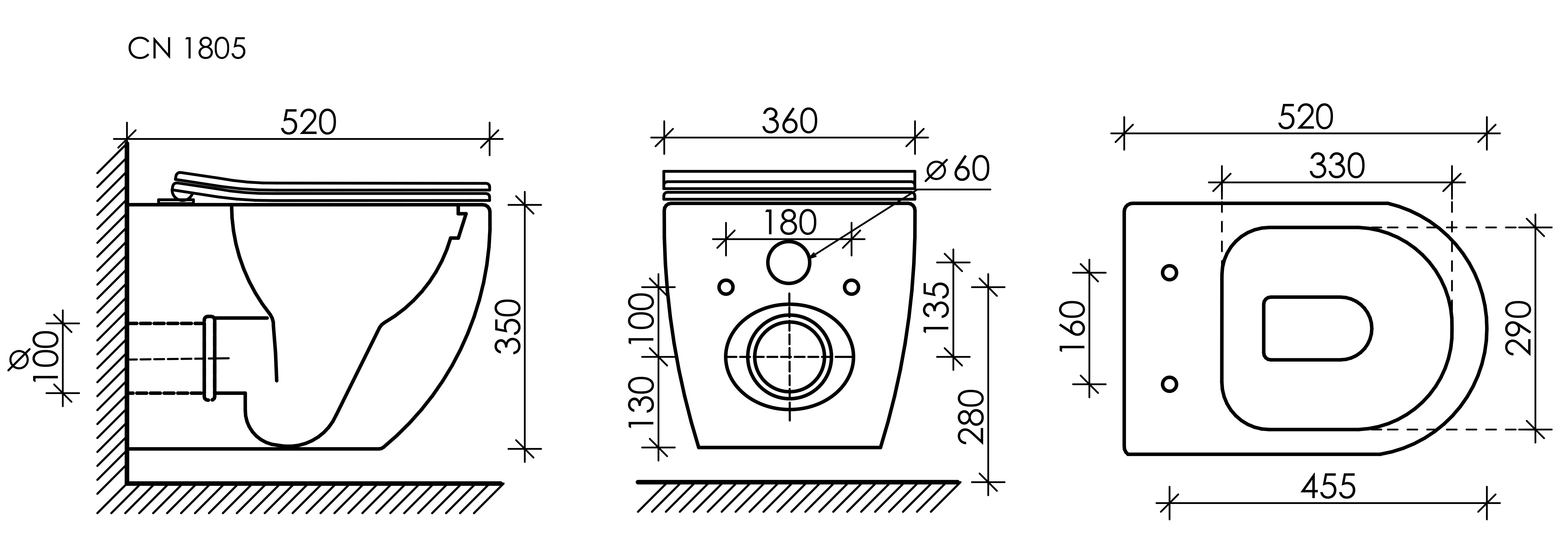 Подвесной унитаз 37х36х53см белый Ceramica Nova Mia CN1805